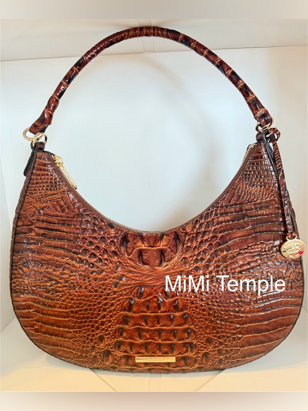 Brahmin Pecan Melbourne Bekka Croc-Embossed Shoulder Bag
